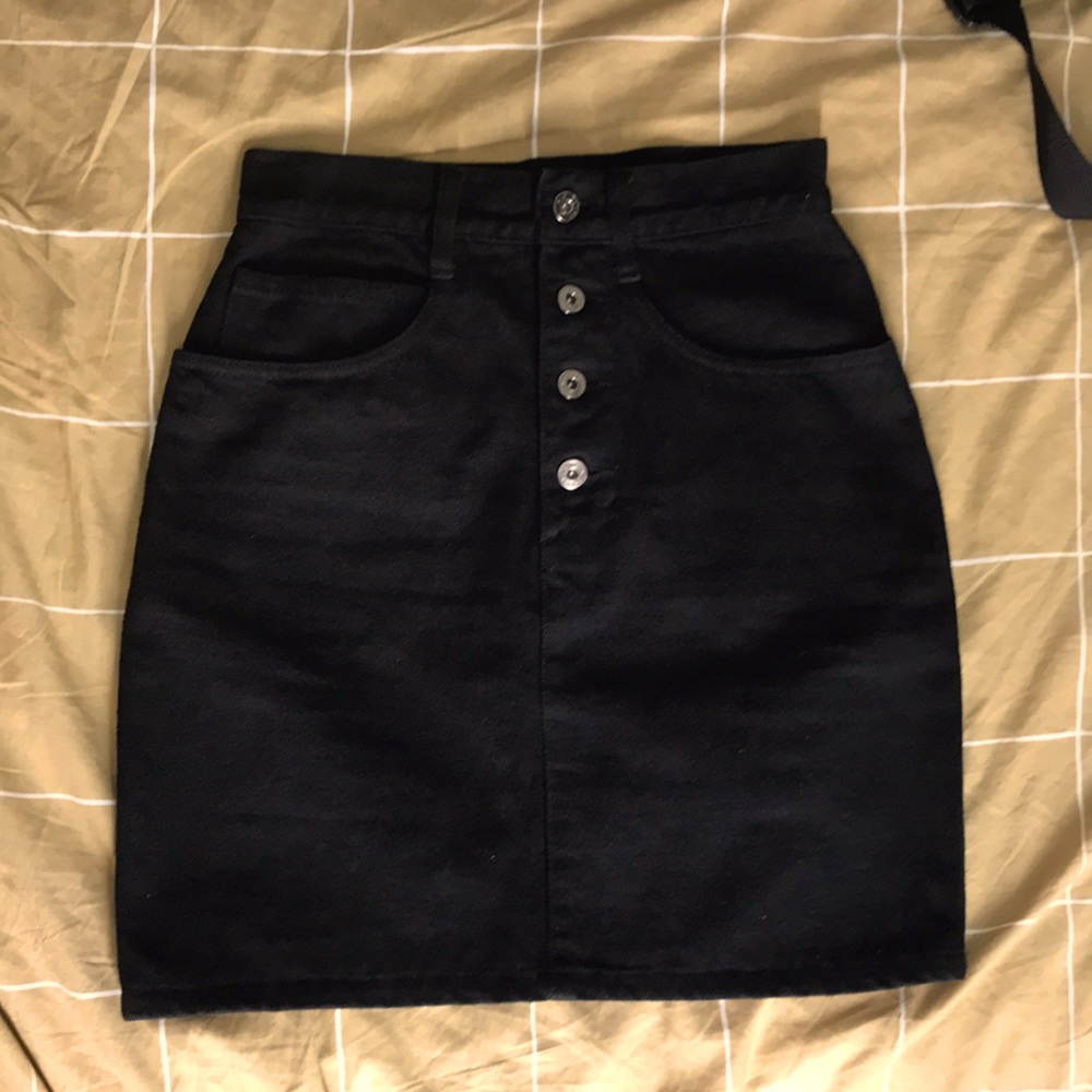 Vintage Black Denim Mini Skirt, Size 5